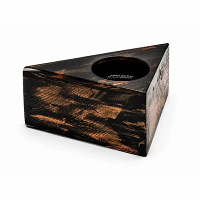 Bougeoirs et photophores  - Bougeoir en chêne noir et métal doré – triangle, 50x100x100 mm - GLASS4CANDLES