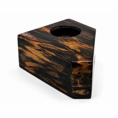 Bougeoirs et photophores  - Bougeoir en chêne noir et métal doré – 50x80x100 mm - GLASS4CANDLES