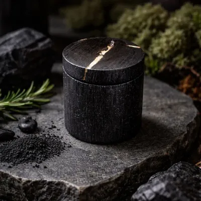 Coffrets et boîtes - Boîte à bague en chêne noir ancien et résine – cercle, 85x60x60 mm - GLASS4CANDLES