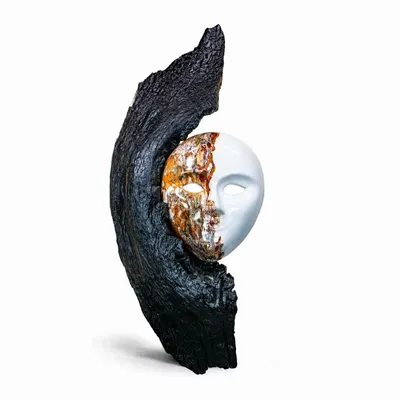 Pièces uniques - Sculpture en chêne noir ancien – 350x300x100 mm – modèle IU0170 - GLASS4CANDLES