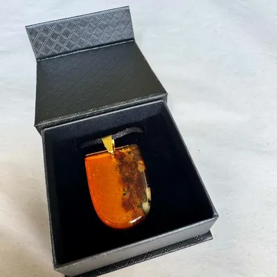 Jewelry - Bog Oak & Amber Pendant Necklace – Shield, 37x26x6 mm – Natural Shield - GLASS4CANDLES