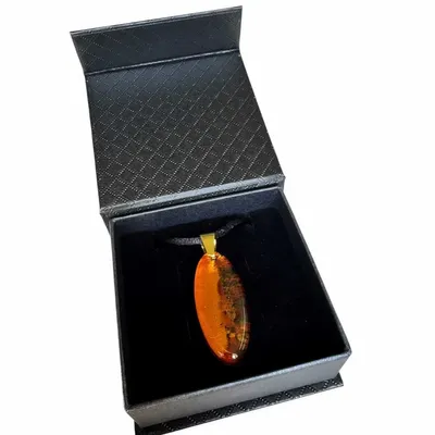 Jewelry - Bog Oak & Amber Pendant Necklace – Drop – Natural Droplet / Pear - GLASS4CANDLES