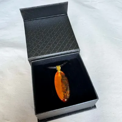 Jewelry - Bog Oak & Amber Pendant Necklace – Drop – Natural Droplet / Pear - GLASS4CANDLES