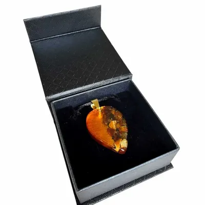 Jewelry - Bog Oak & Amber Pendant Necklace – Drop, 37x26x6 mm – Natural Droplet - GLASS4CANDLES