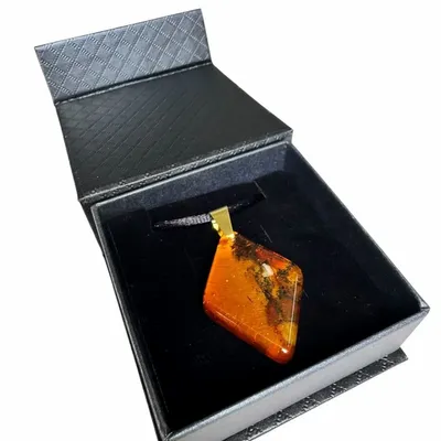 Jewelry - Bog Oak & Baltic Amber Pendant Necklace – Diamond – Natural Geometric - GLASS4CANDLES