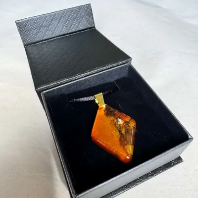 Jewelry - Bog Oak & Baltic Amber Pendant Necklace – Diamond – Natural Geometric - GLASS4CANDLES