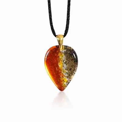 Bijoux - Pendentif en chêne noir ancien et feuille dorée – goutte – Ère Dorée - GLASS4CANDLES