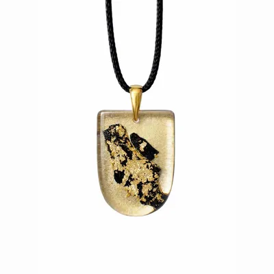 Bijoux - Pendentif en chêne noir et feuille dorée – Chronique Ancienne - GLASS4CANDLES