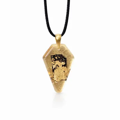 Jewelry - Bog Oak & Gold-Tone Leaf Pendant, 39x24x6 mm – Ancient Chronicle - GLASS4CANDLES