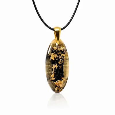 Jewelry - Bog Oak & Gold-Tone Leaf Pendant, 39x16x6 mm – Ancient Chronicle - GLASS4CANDLES
