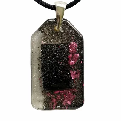 Jewelry - Bog Oak & Resin Pendant – Rectangle, 40x23x6 mm – Timeless Shadows - GLASS4CANDLES