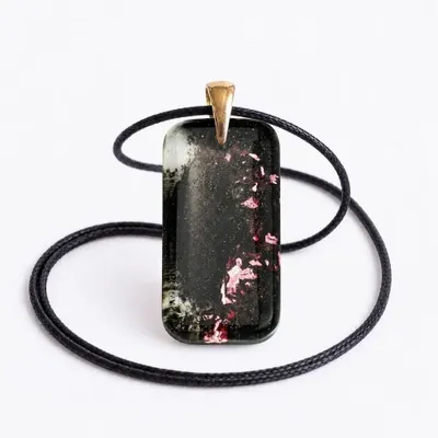 Jewelry - Bog Oak & Resin Pendant – Rectangle, 38x18x6 mm – Timeless Shadows - GLASS4CANDLES