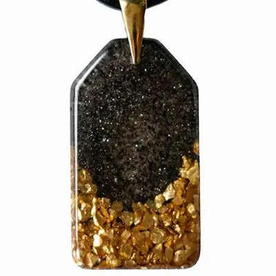 Jewelry - Bog Oak & Gold-Tone Leaf Pendant – Rectangle – Ancient Soul - GLASS4CANDLES