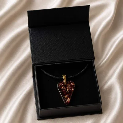 Bijoux - Pendentif en résine et feuille dorée – cœur, 38x26x6 mm – Échos Dorés - GLASS4CANDLES