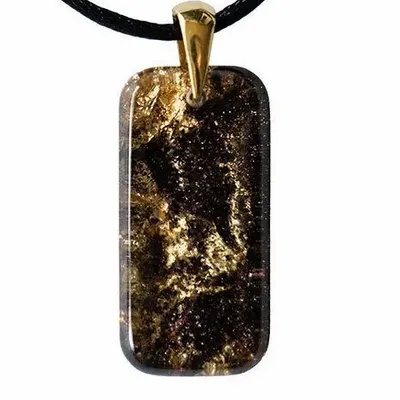 Jewelry - Bog Oak & Gold-Tone Leaf Pendant – Rectangle – Eternal Flow - GLASS4CANDLES