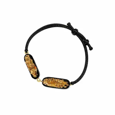Bracelets - Bog Oak & Resin Bracelet – Round, 200x200x8 mm – two oval elements - GLASS4CANDLES