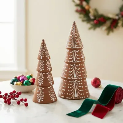 Décorations pour tables de Noël - Sapins Pain d'épice en Papier Maché - BE HOME