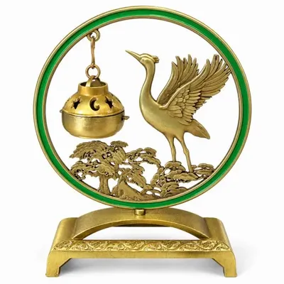 Senteurs - Brûle-encens suspendu décor grue et pin 15,5 cm - ARABESK