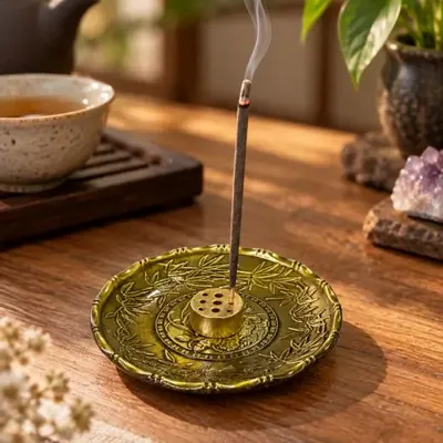 Scents - Lotus and Fish Incense Dish and Coaster 9,3 cm - ARABESK