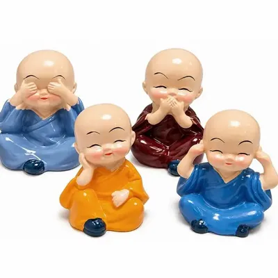 Objets de décoration - Set de 4 Moines de la Sagesse en Céramique 5,5 cm - ARABESK