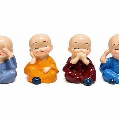 Objets de décoration - Set de 4 Moines de la Sagesse en Céramique 5,5 cm - ARABESK