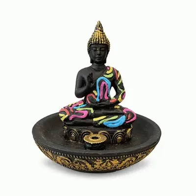 Scents - Incense Holder Buddha Abhaya Multicoloured in Resin 10 cm - ARABESK
