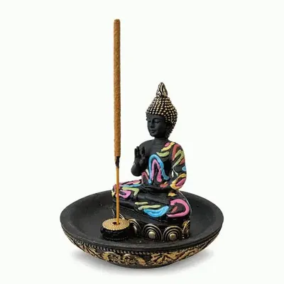 Scents - Incense Holder Buddha Abhaya Multicoloured in Resin 10 cm - ARABESK