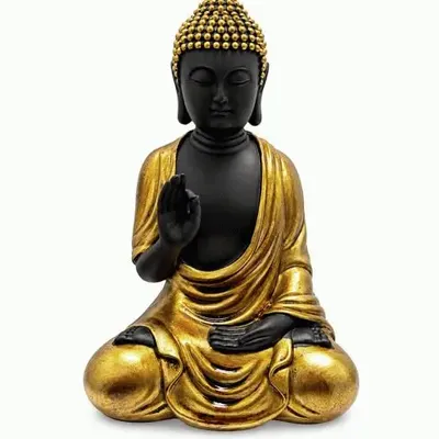 Objets de décoration - Statue Bouddha Abhaya Noir et Doré en Résine 16 cm - ARABESK