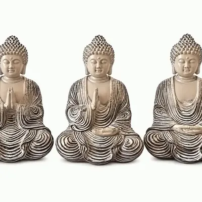 Decorative objects - Set of 3 Meditation and Prayer Buddhas in Resin 10 cm - ARABESK