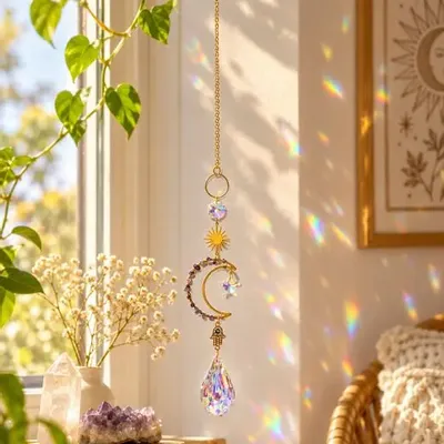 Objets de décoration - Attrape-soleil Lune en Améthyste 41 cm - ARABESK