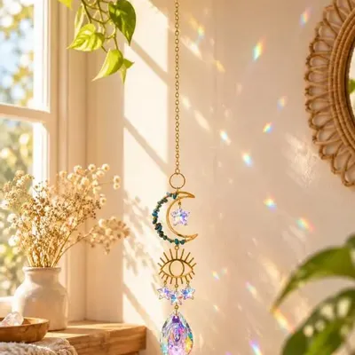 Objets de décoration - Attrape-soleil Lune en Apatite Bleue - ARABESK