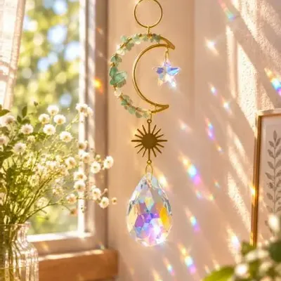 Objets de décoration - Attrape-soleil Lune en Aventurine Verte 37,5 cm - ARABESK