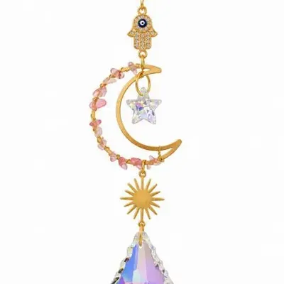Objets de décoration - Attrape-soleil Lune en Quartz Rose 40,5 cm - ARABESK