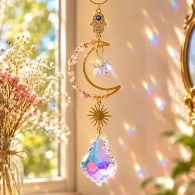 Objets de décoration - Attrape-soleil Lune en Quartz Rose 40,5 cm - ARABESK