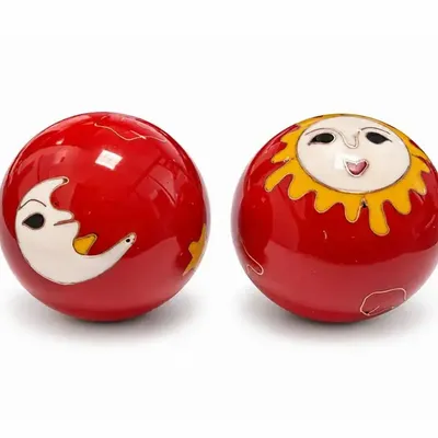 Decorative objects - Chinese Massage Balls Sun and Moon Red 4,2 cm - ARABESK