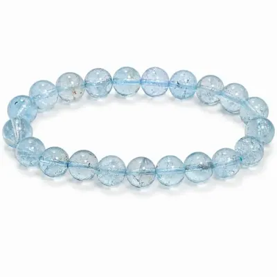Bijoux - Bracelet Topaze Bleue AA+ perles 9mm - ARABESK