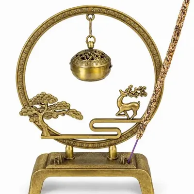 Senteurs - Brûle-encens suspendu décor cerf et pin 15,5 cm - ARABESK