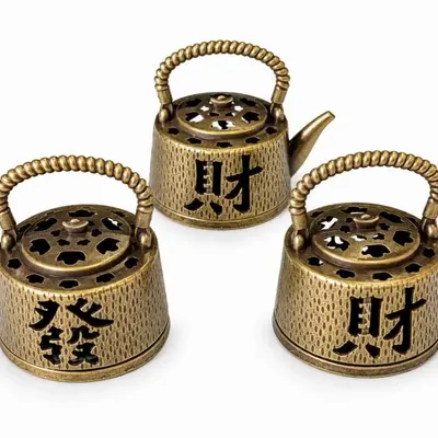 Senteurs - Brûle-encens théière porte-bonheur 4 cm – Lot de 3 - ARABESK