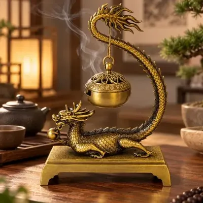 Senteurs - Brûle-encens suspendu décor dragon 13,6 cm - ARABESK