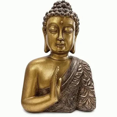 Objets de décoration - Buste Bouddha Doré et Effet Bois en Résine 25 cm - ARABESK