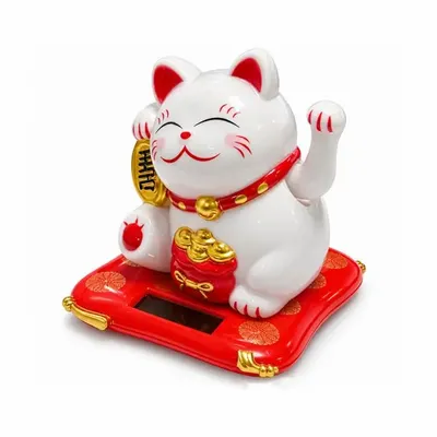 Decorative objects - Lucky Cat Maneki-neko Solar Powered with Moving Arm 7,5 cm - ARABESK