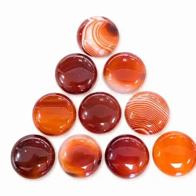 Bijoux - Lot de 10 cabochons ronds en Cornaline A – 25 mm - ARABESK