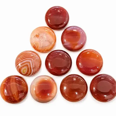 Bijoux - Lot de 10 cabochons ronds en Cornaline A – 25 mm - ARABESK