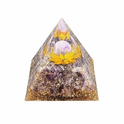 Objets de décoration - Orgonite Pyramide Amethyste Lotus 8cm - ARABESK