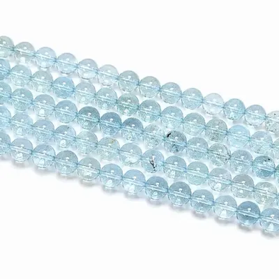 Bijoux - Perles Rondes sur Fil Topaze Bleue AAA 6,5 mm - ARABESK