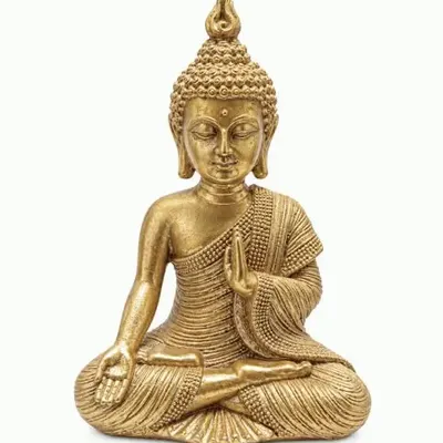 Decorative objects - Buddha Statue Golden Teaching Mudra in Resin 15 cm - ARABESK