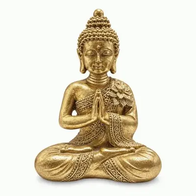 Objets de décoration - Statue Bouddha Namasté Doré en Résine 14 cm - ARABESK