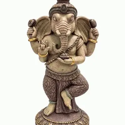 Objets de décoration - Statue Ganesh Dansant Mauve et Dorée en Résine 32 cm - ARABESK