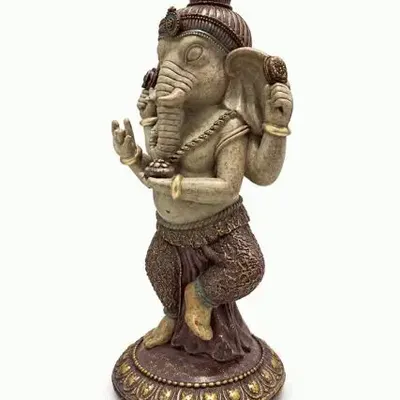 Objets de décoration - Statue Ganesh Dansant Mauve et Dorée en Résine 32 cm - ARABESK
