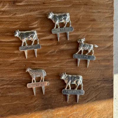 Couverts de service - Lot de 5 piques à fromage en métal argenté Silea à motifs d’animaux - OFFICE OBJETS